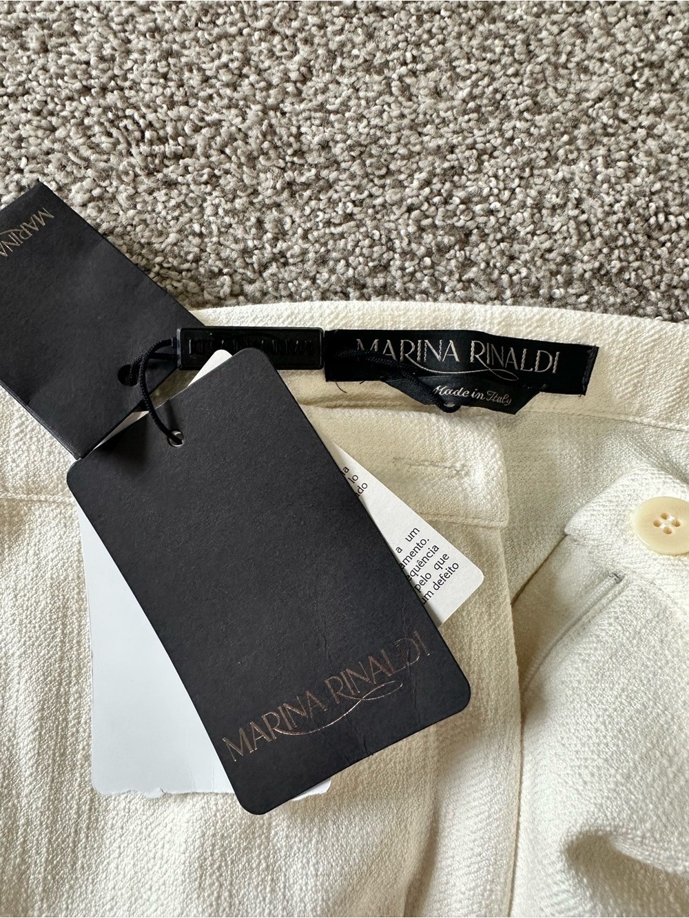 Marina Rinaldi Cream Fringe Hem Pants Size 12 NWT - Picture 5 of 12